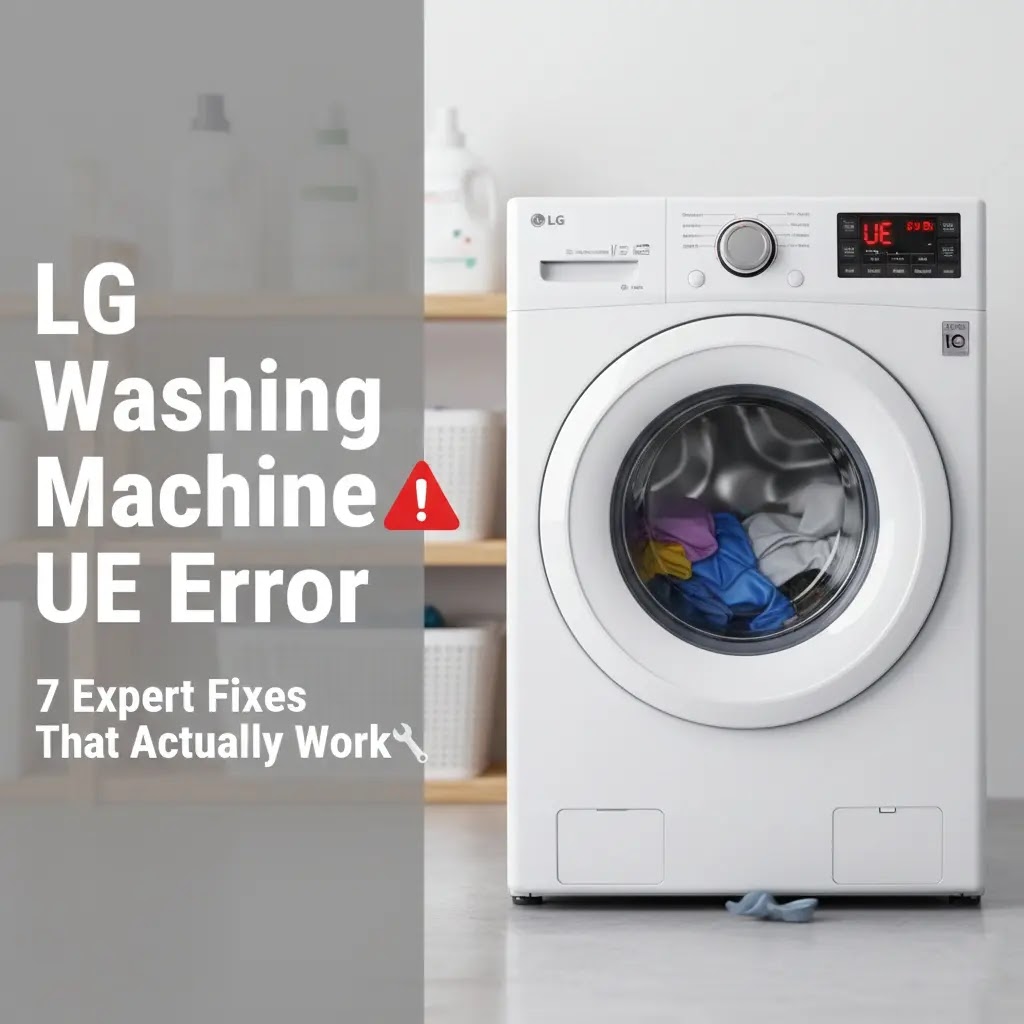 LG washing machine UE error repair guide showing unbalanced spin problem