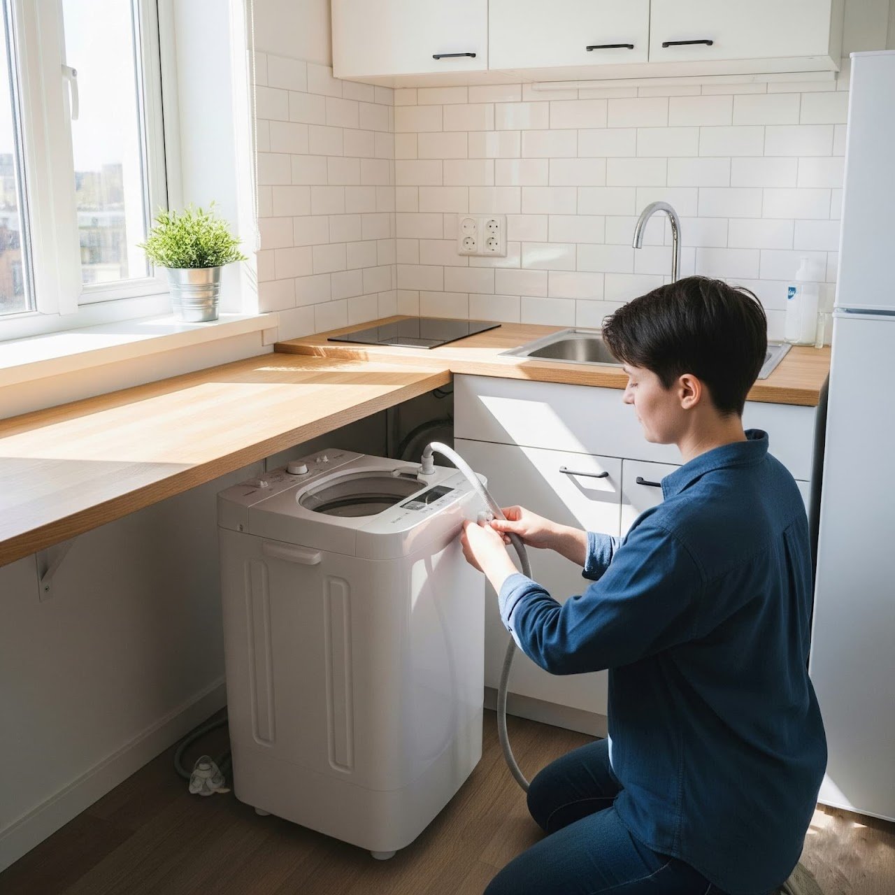 Portable washing machine DIY installation
